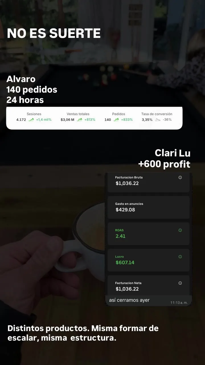 Álvaro 140 pedidos en 24 horas y Clari Lu +600 de ganancia